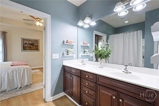 28 Cross Gate Ct, Pooler, GA 31322 - full bathroom with double vanity, wood finished floors, and ceiling fan