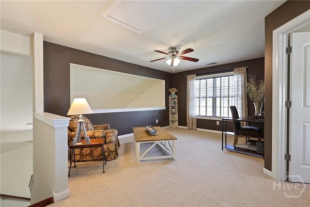 28 Cross Gate Ct, Pooler, GA 31322 - carpeted living area with ceiling fan and attic access