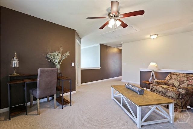 28 Cross Gate Ct, Pooler, GA 31322 - carpeted living area with attic access and a ceiling fan