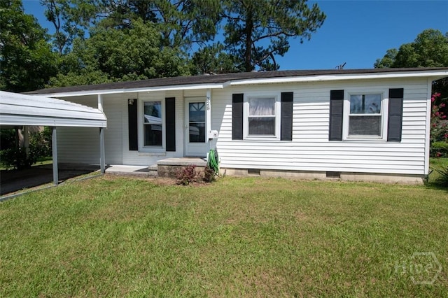 328 Riverview Dr, Savannah, GA 31404 - ranch-style home featuring crawl space, a front lawn, and a porch