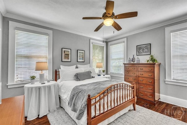 217 E 54th St, Savannah, GA 31405 - bedroom featuring wood finished floors, crown molding, and a ceiling fan