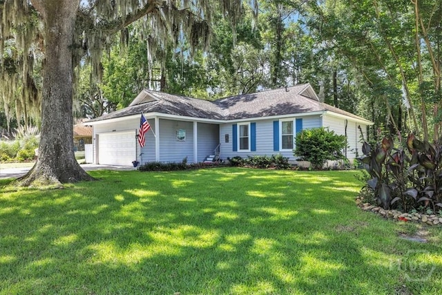 13 Bryan Wood Cir, Savannah, GA 31410 - ranch-style home with a garage, a front lawn, and concrete driveway