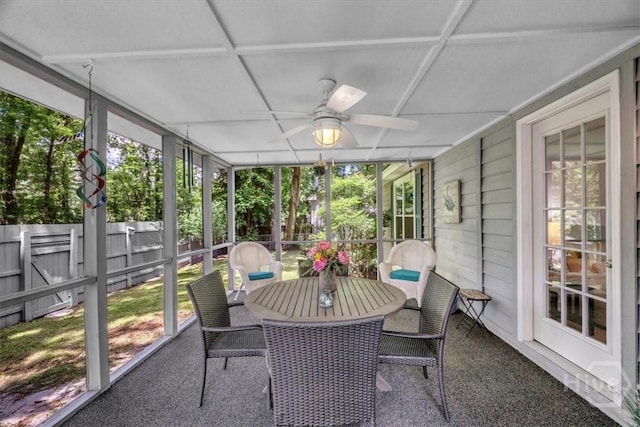13 Bryan Wood Cir, Savannah, GA 31410 - sunroom / solarium with a ceiling fan and outdoor dining area