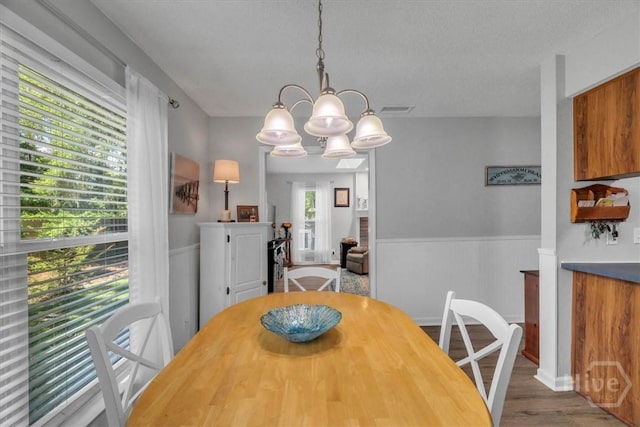 13 Bryan Wood Cir, Savannah, GA 31410 - dining room with a chandelier, wainscoting, and wood finished floors