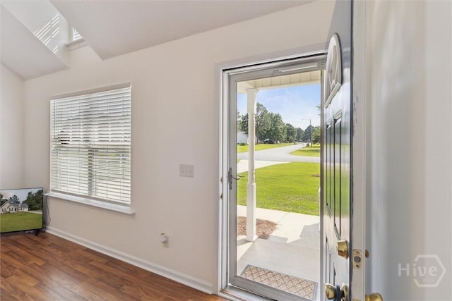 281 Barrister Cir, Guyton, GA 31312 - doorway featuring baseboards and wood finished floors