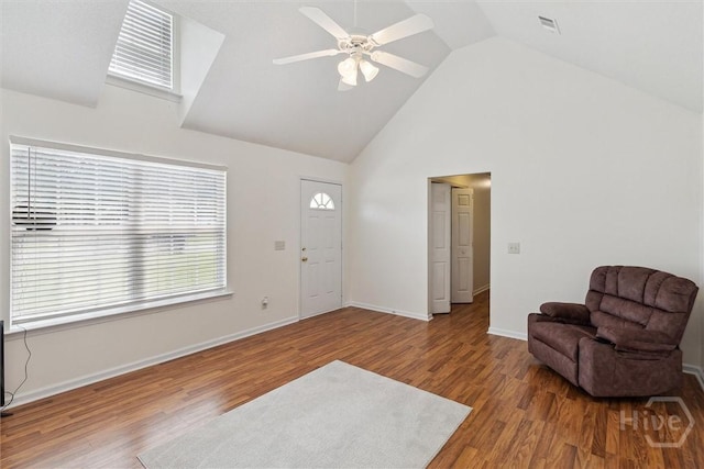281 Barrister Cir, Guyton, GA 31312 - foyer featuring ceiling fan, wood finished floors, and high vaulted ceiling