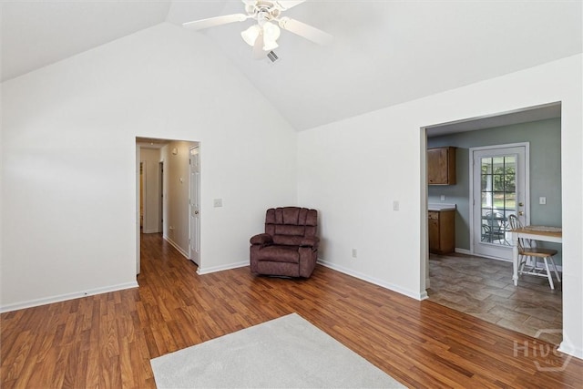 281 Barrister Cir, Guyton, GA 31312 - unfurnished room featuring ceiling fan, wood finished floors, and high vaulted ceiling