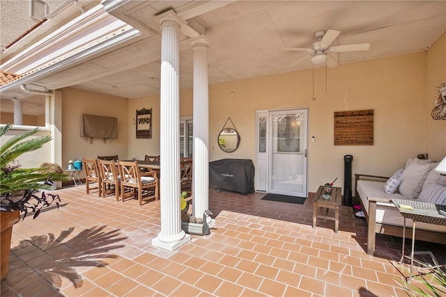 700 Wilmington Island Rd Unit T3, Savannah, GA 31410 - view of patio / terrace with outdoor dining area, ceiling fan, and an outdoor hangout area