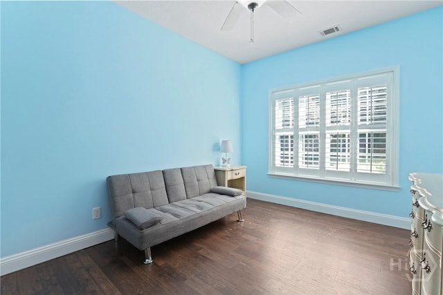 72 Roswell Trl, Richmond Hill, GA 31324 - sitting room with wood finished floors and a ceiling fan