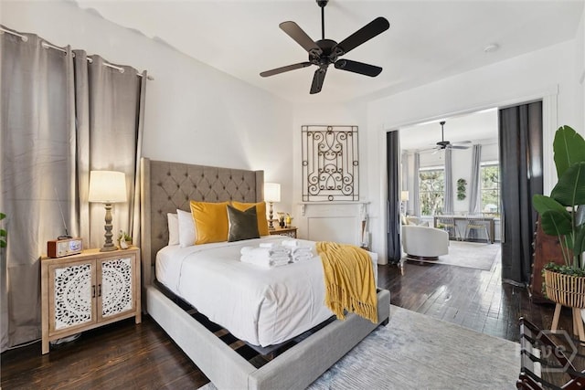 529 E Broad St, Savannah, GA 31401 - bedroom with hardwood / wood-style floors and ceiling fan