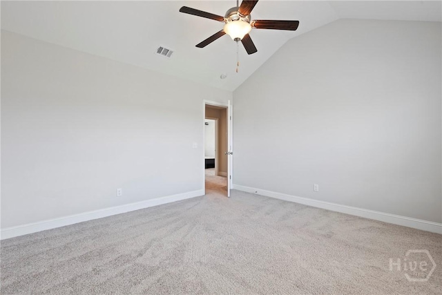 131 Guana Ln, Bloomingdale, GA 31302 - unfurnished room with lofted ceiling, a ceiling fan, and light colored carpet