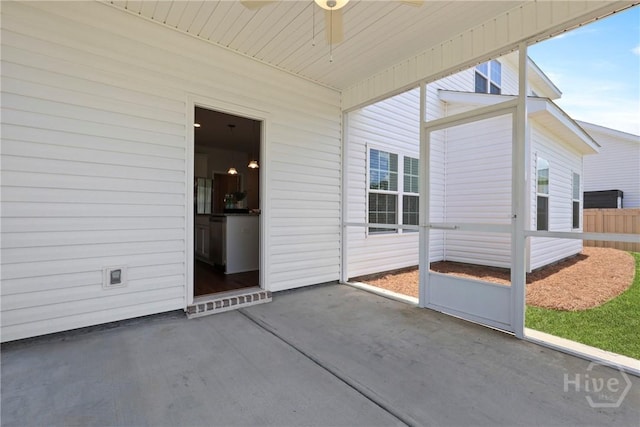 131 Guana Ln, Bloomingdale, GA 31302 - unfurnished sunroom featuring a ceiling fan