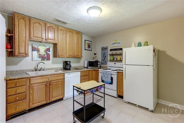 1333 La Vista Cir, Pooler, GA 31322 - kitchen with white appliances, light countertops, and a textured ceiling