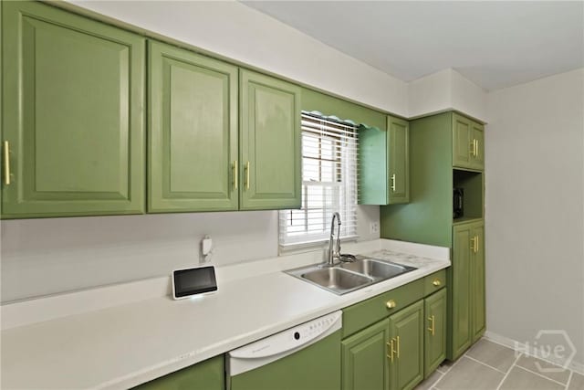 265 Mahan St, Jesup, GA 31545 - kitchen featuring green cabinets, white dishwasher, and light countertops