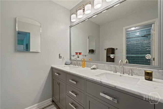 505 Pointe N Dr, Savannah, GA 31410 - bathroom with double vanity and tiled shower