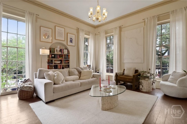 24 E Jones St, Savannah, GA 31401 - sitting room featuring a chandelier, hardwood / wood-style flooring, plenty of natural light, and ornamental molding