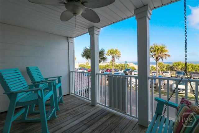 1615 Strand Ave Unit 4, Tybee Island, GA 31328 - wooden deck featuring a ceiling fan