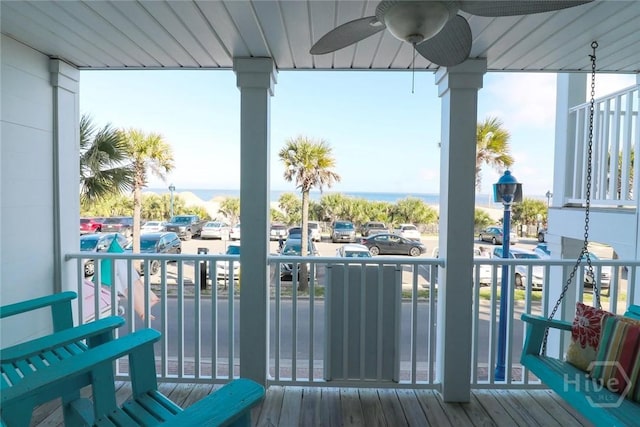 1615 Strand Ave Unit 4, Tybee Island, GA 31328 - wooden terrace featuring ceiling fan