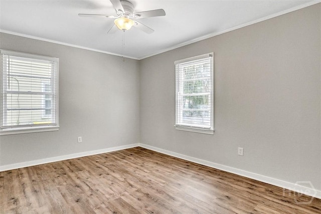 5513 Betty Dr, Savannah, GA 31406 - empty room featuring crown molding, wood finished floors, and ceiling fan