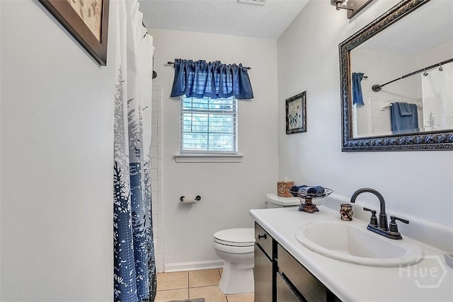 198 Jennifer Cir, Rincon, GA 31326 - bathroom with tile patterned flooring, vanity, a textured ceiling, and a shower with shower curtain