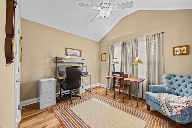 5 Winston Dr, Guyton, GA 31312 - office with a ceiling fan, lofted ceiling, and light wood finished floors