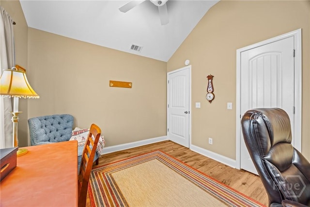 5 Winston Dr, Guyton, GA 31312 - office space with wood finished floors, a ceiling fan, and lofted ceiling
