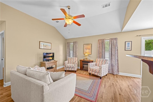 5 Winston Dr, Guyton, GA 31312 - living room featuring ceiling fan, vaulted ceiling, and wood finished floors