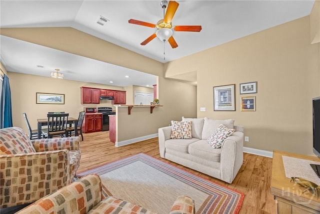 5 Winston Dr, Guyton, GA 31312 - living area with a ceiling fan, light wood-type flooring, and lofted ceiling