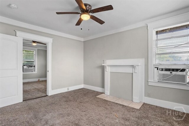 1104 E 40th St, Savannah, GA 31404 - unfurnished living room with carpet floors, a ceiling fan, and cooling unit