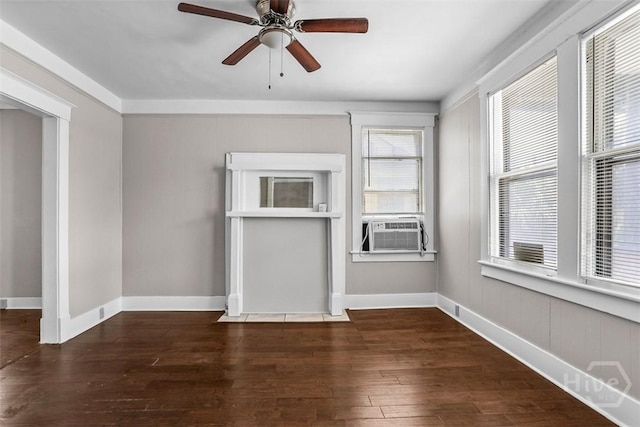 1104 E 40th St, Savannah, GA 31404 - empty room with cooling unit, a ceiling fan, and wood finished floors