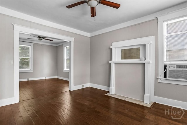 1104 E 40th St, Savannah, GA 31404 - empty room featuring a ceiling fan, hardwood / wood-style flooring, and cooling unit
