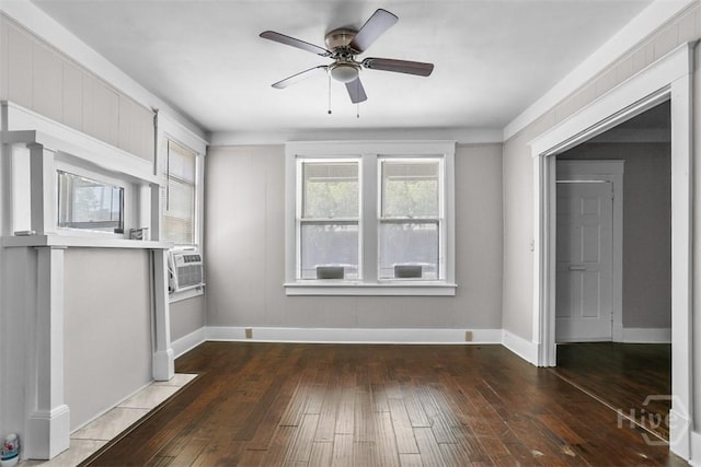 1104 E 40th St, Savannah, GA 31404 - unfurnished living room with hardwood / wood-style flooring, ceiling fan, and plenty of natural light