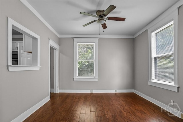 1104 E 40th St, Savannah, GA 31404 - spare room with wood finished floors, ceiling fan, and ornamental molding