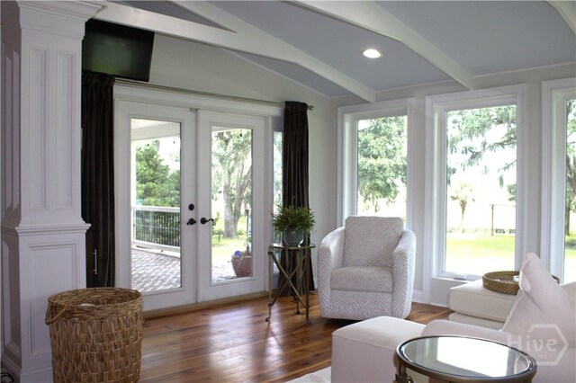2766 Fort Mcallister Rd, Richmond Hill, GA 31324 - living area with french doors, healthy amount of natural light, and wood finished floors