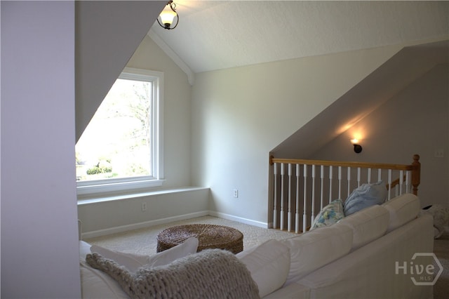 2766 Fort Mcallister Rd, Richmond Hill, GA 31324 - living area with lofted ceiling, carpet floors, and plenty of natural light