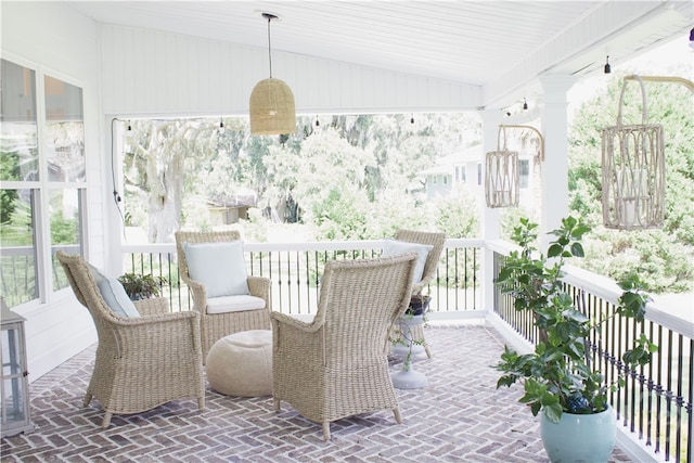2766 Fort Mcallister Rd, Richmond Hill, GA 31324 - sunroom / solarium with brick floors and vaulted ceiling