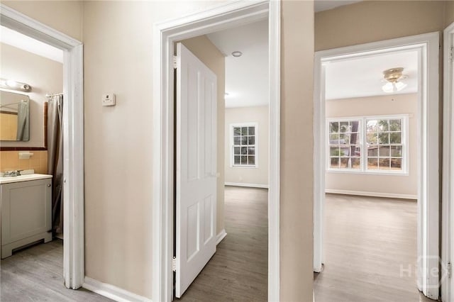 1321/1323 E 55th St, Savannah, GA 31404 - hall featuring light wood-style floors and baseboards