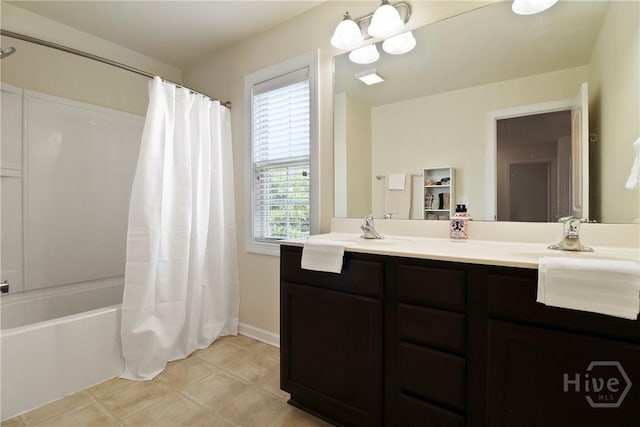 5 Olde Gate Ct, Pooler, GA 31322 - bathroom featuring shower / tub combo, double vanity, and tile patterned flooring
