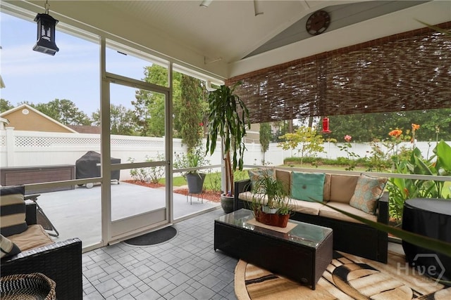 5 Olde Gate Ct, Pooler, GA 31322 - sunroom / solarium featuring lofted ceiling, an outdoor hangout area, and a ceiling fan