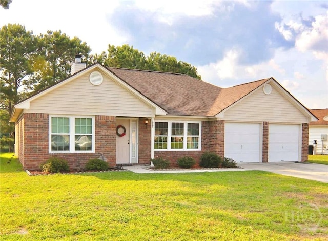 188 Berwick Lakes Blvd, Pooler, GA 31322 - view of front of home with a garage, brick siding, driveway, and a front yard