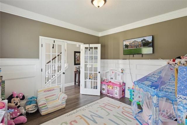 105 Summer Station Dr, Guyton, GA 31312 - recreation room featuring crown molding, wood finished floors, and french doors