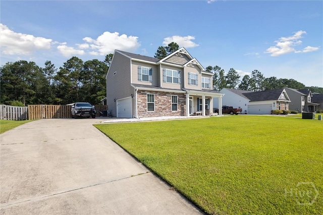 105 Summer Station Dr, Guyton, GA 31312 - craftsman inspired home featuring an attached garage, driveway, and a porch