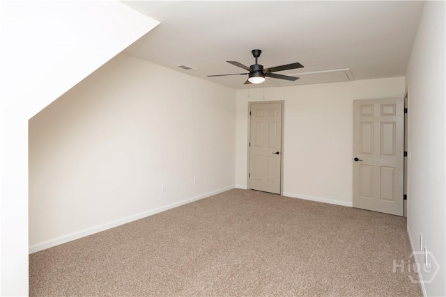 7231 Grant St, Savannah, GA 31406 - unfurnished bedroom with attic access, light carpet, and ceiling fan