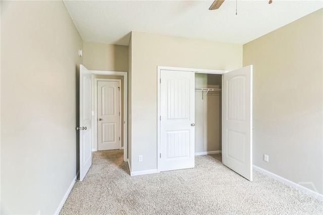 804 Barrington Dr, Hinesville, GA 31313 - unfurnished bedroom featuring light colored carpet, a closet, and a ceiling fan