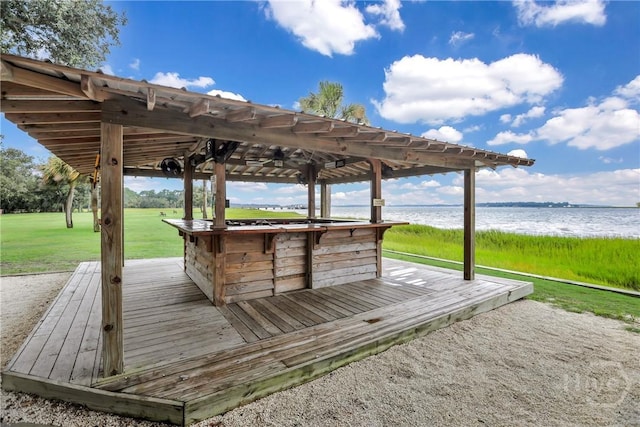 4 Tapestry Ln, Savannah, GA 31411 - wooden terrace featuring a water view and a yard