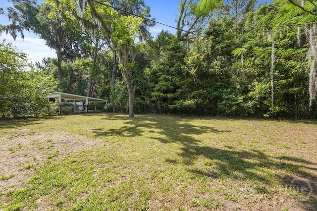13 Hughes Ave, Savannah, GA 31406 - view of green lawn featuring a carport and a forest view