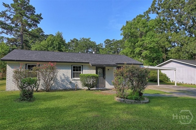 109 E Tietgen St, Pooler, GA 31322 - ranch-style home with brick siding, a front lawn, and concrete driveway