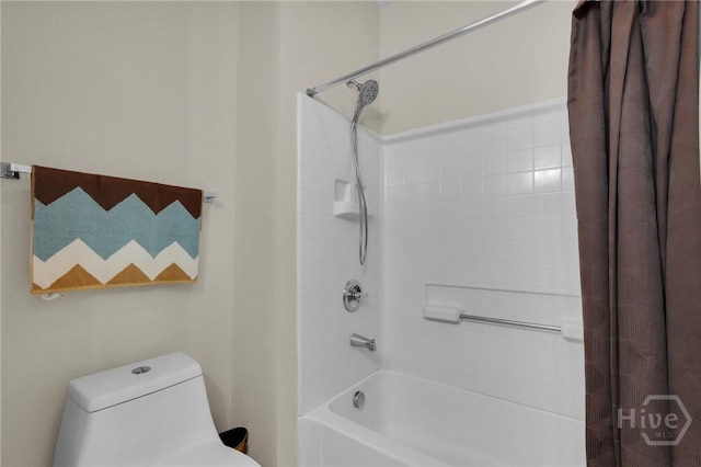 1312 Whitemarsh Way, Savannah, GA 31410 - bathroom featuring shower / bathtub combination with curtain and toilet