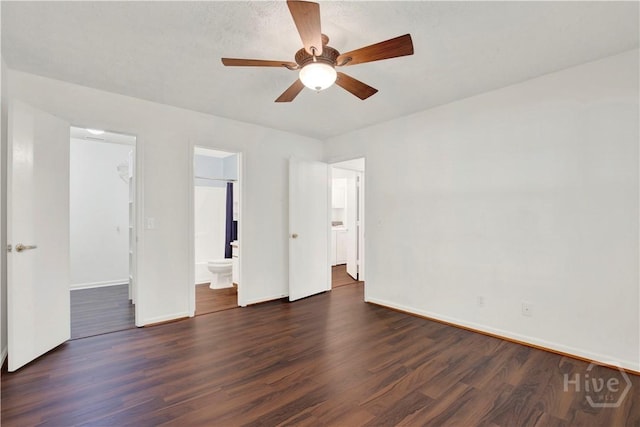 106 Dry Dock Ct, Savannah, GA 31410 - unfurnished bedroom featuring dark wood-type flooring, ensuite bathroom, and a ceiling fan