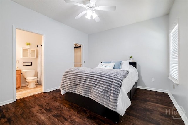 86 Fellwood Dr, Rincon, GA 31326 - bedroom with wood finished floors, connected bathroom, and ceiling fan